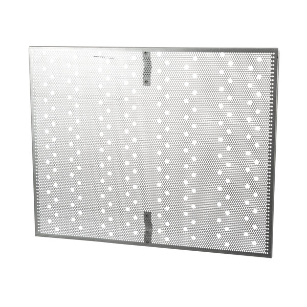 A white metal grid with holes.