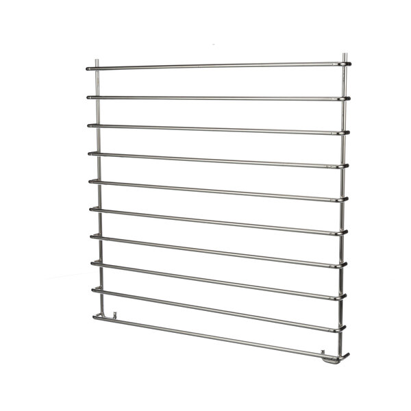 A metal rack with 10 metal rods.