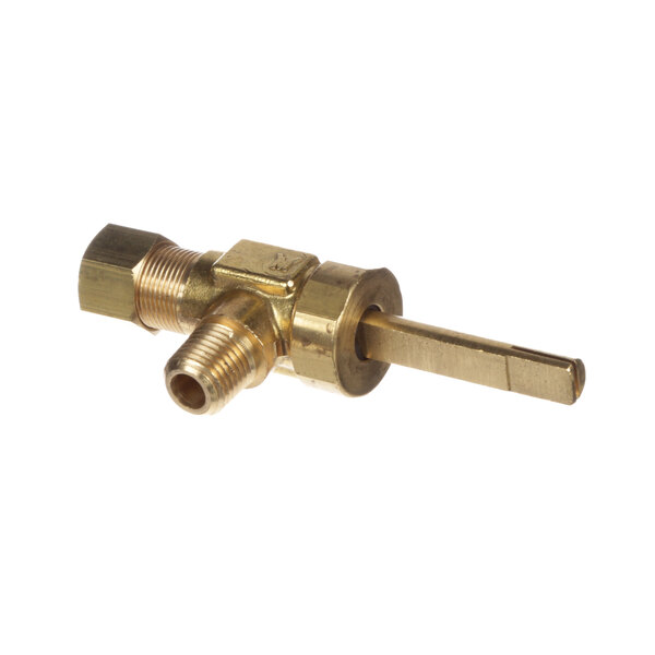 A brass US Range On-Off valve with a nut.