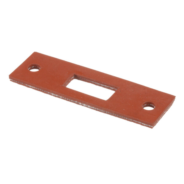 An orange rectangular plastic seal with two holes.
