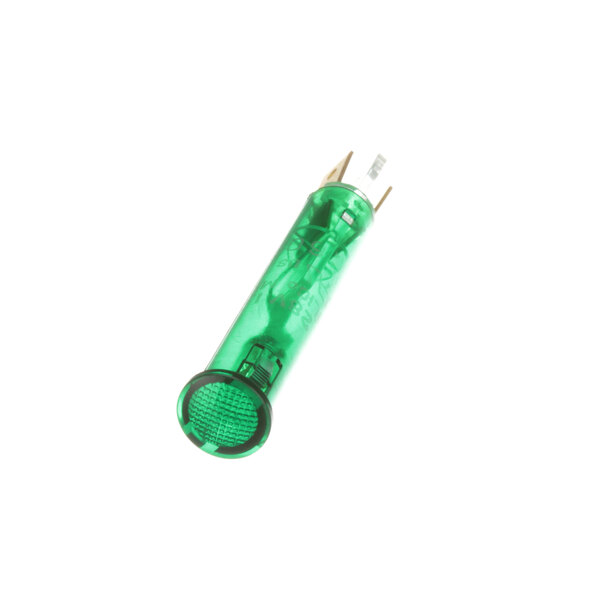 A Groen 24v green indicator light with a round green cap on a white background.