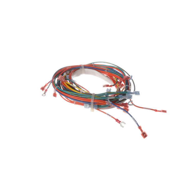 A close-up of a bunch of colorful wires on a Groen Low Vlt Wire Harness.