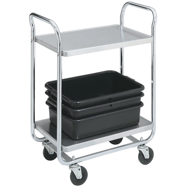 Vollrath 97161 Thrift-I-Cart Chrome 2 Shelf Cart - 33" x 21" x 36 1/2"