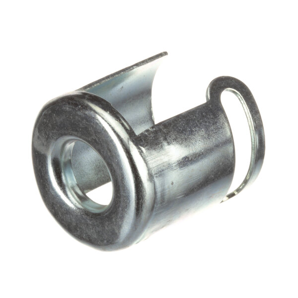 A close-up of a metal US Range air shutter nut with a hole in it.