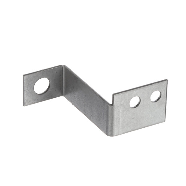 A metal bracket with a hole and two holes on the side.
