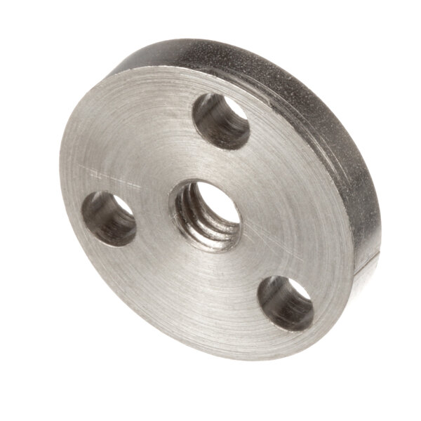 A stainless steel Southbend puller disc with two holes.