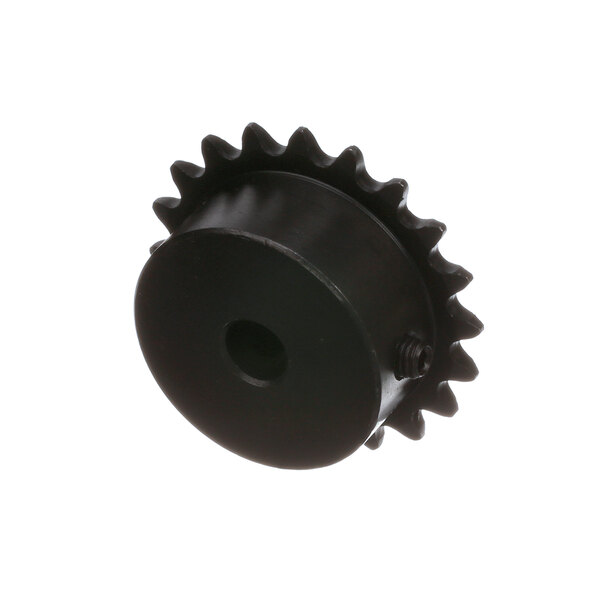 A black metal Middleby Marshall sprocket with a hole.