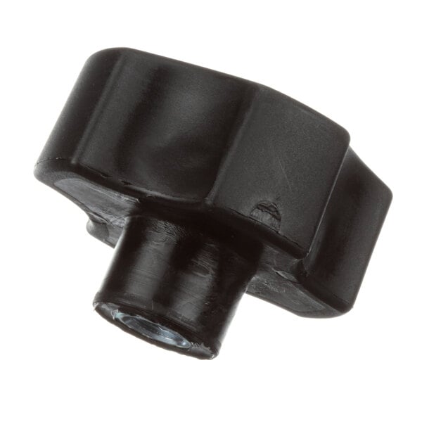 A black plastic Globe chute knob with a nut.