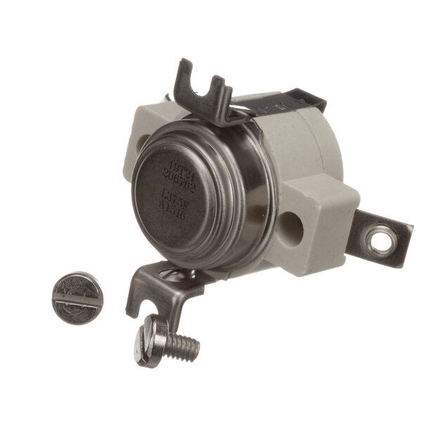 A small round metal Delfield TBP00142 Hi-Limit thermostat with screws.