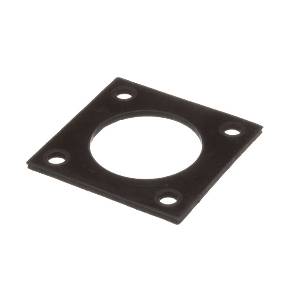 A black rubber square with holes.