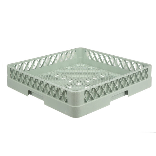A white plastic basket with holes.