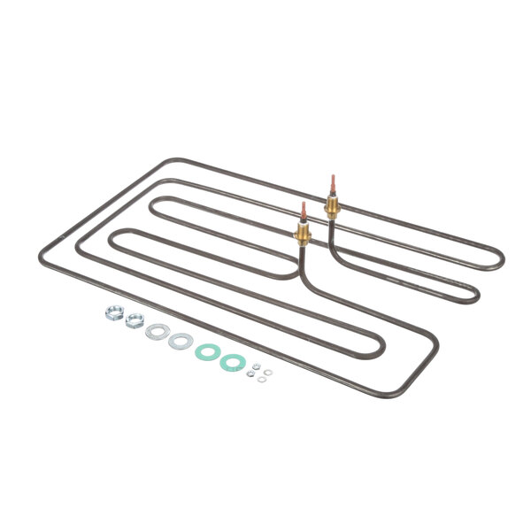 A Cleveland heating element with a metal plate and nuts.
