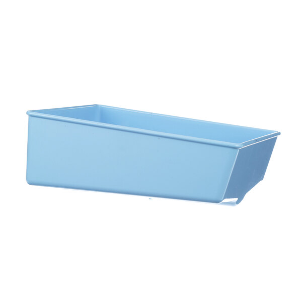 A blue plastic container with white lid.