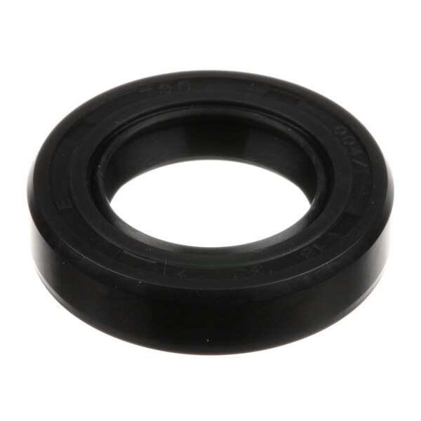 A black round rubber seal with a white background.