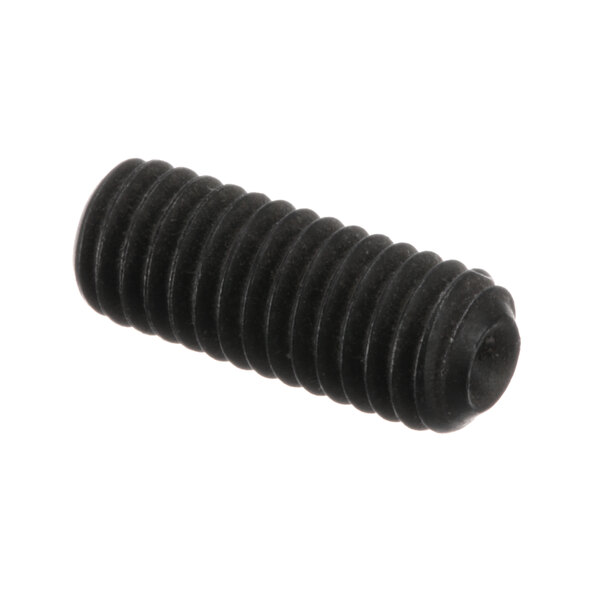 A close-up of a black set screw.