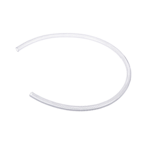 A white plastic Groen drain hose with a small hole in it.