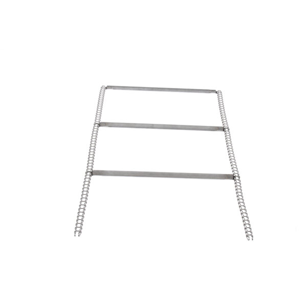 A metal ladder with a metal bar and spiral.
