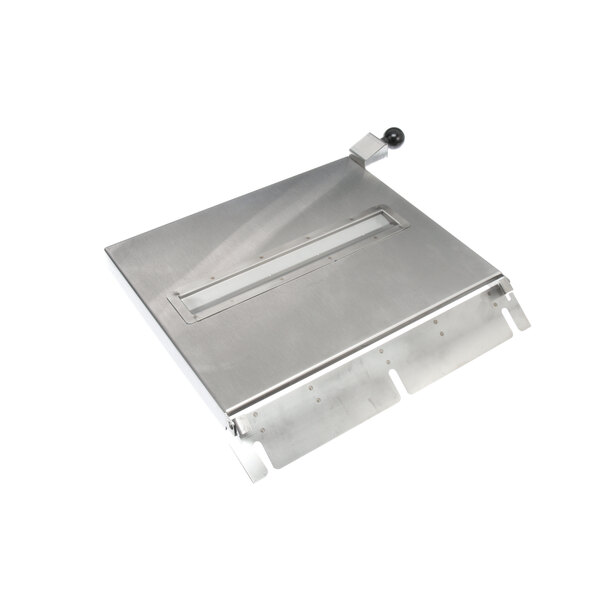 A metal plate with a handle on a metal box.