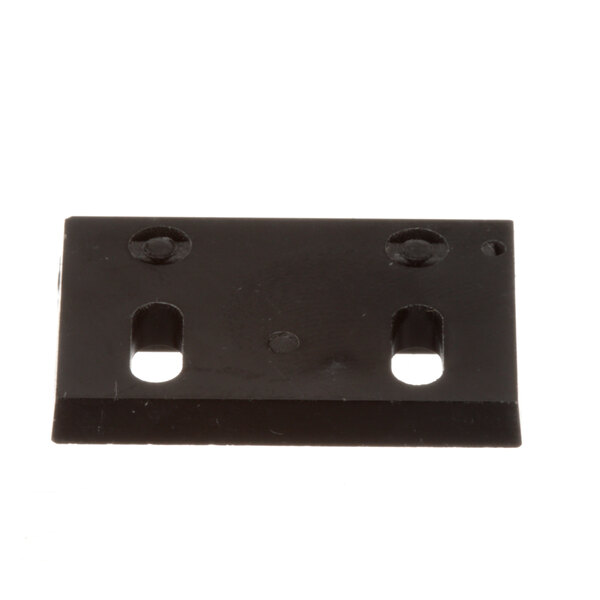 A black rectangular plastic plate with holes.