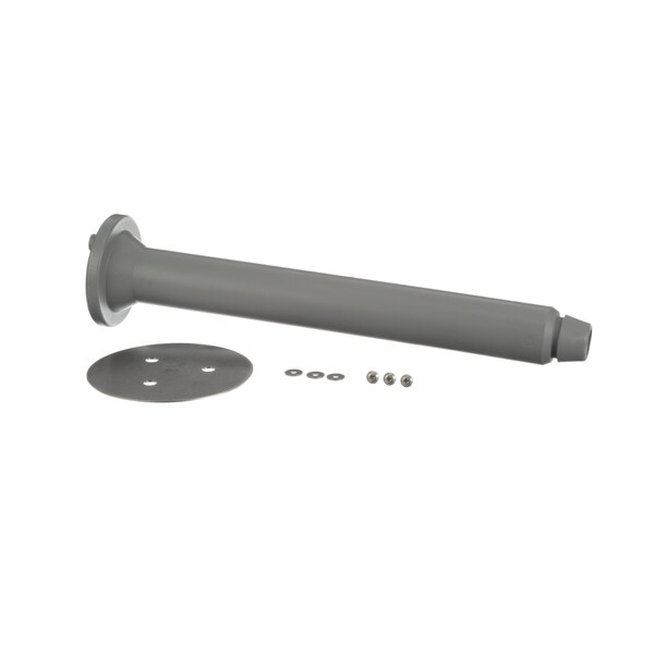 A grey Hobart drain plunger pipe with screws and a round disc.