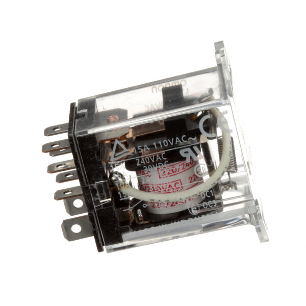 A Blodgett R2792 refill relay with a transparent cover and white wire.