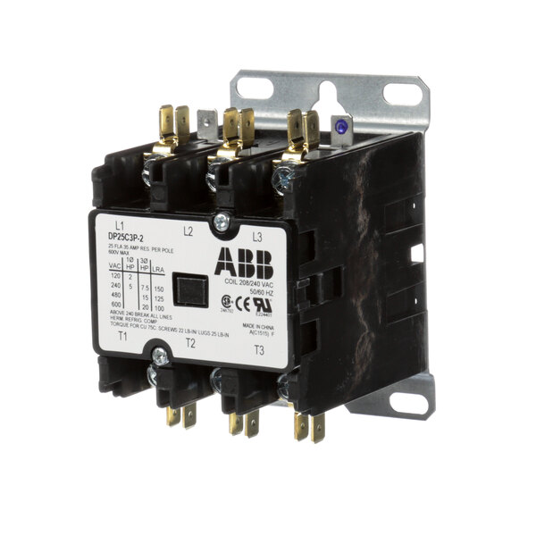 A black and white Cleveland three-phase contactor.