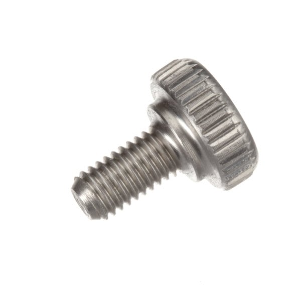 A close-up of a Globe thumb screw with a metal head.