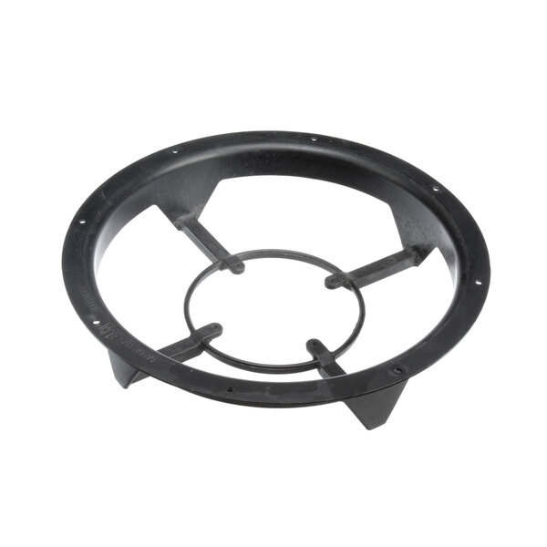 A black circular Randell fan motor bracket with four holes.