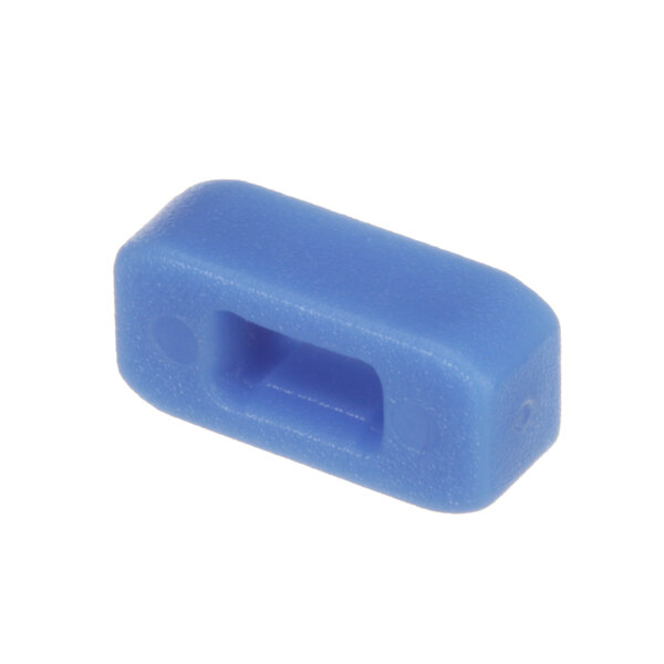 A blue rectangular plastic sleeve with a hole.