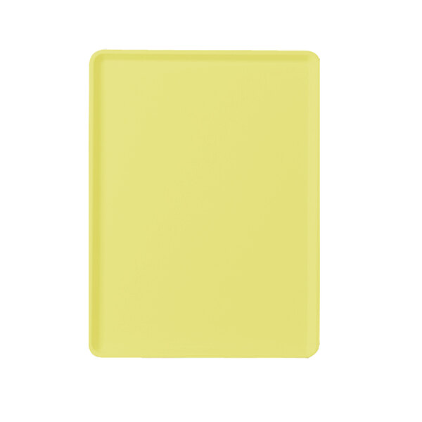 A yellow rectangular Cambro dietary tray with a white border.