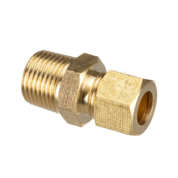 A close-up of an American Range brass threaded male connector.