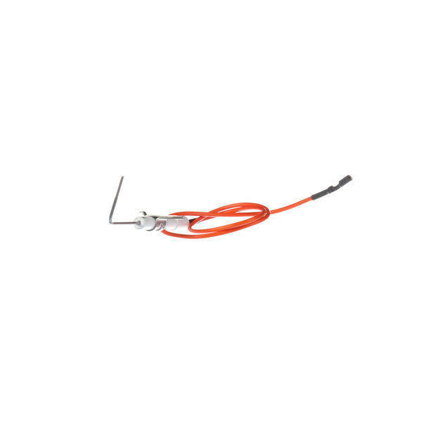 A red and orange wire with a bent red end and a white background attached to a white US Range Piezo Electrode.
