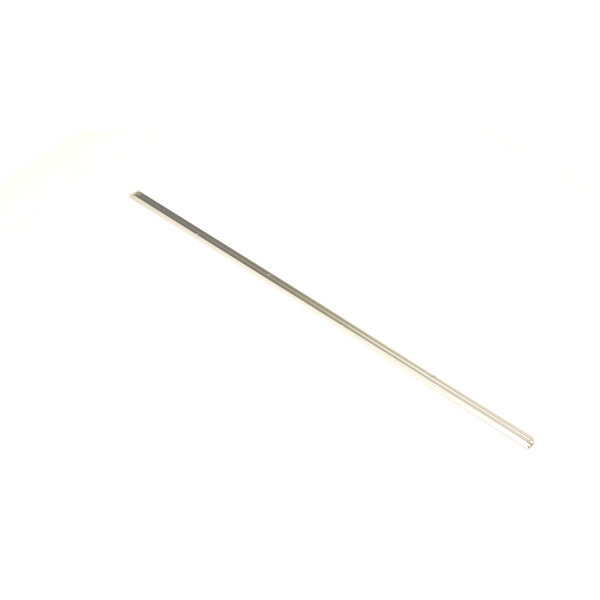 A long thin silver metal rod with a white handle.