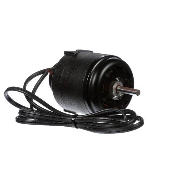 A black electric motor with a wire.