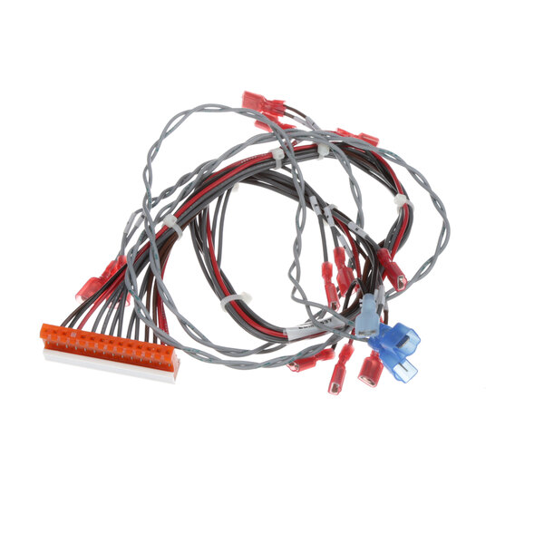 A Groen wiring harness with red and blue connectors on its wires.