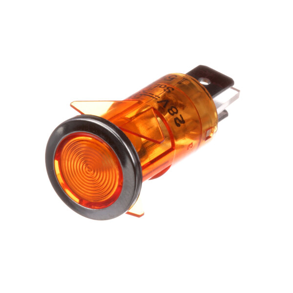 A close-up of a US Range amber indicator light.