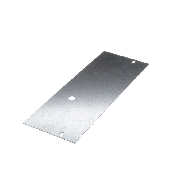 A close-up of a metal plate with holes, the Frymaster 2001129 Baffle.
