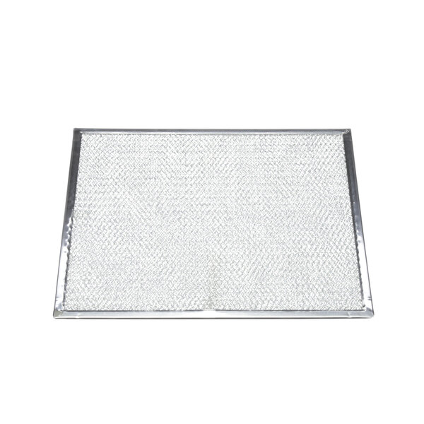 A white rectangular mesh filter with a metal frame.