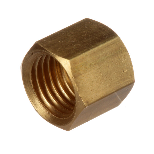 A close-up of a Vulcan brass nut.