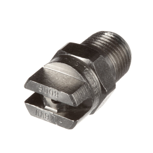 A stainless steel threaded connector with a nut on a Jackson Rinse Jet.