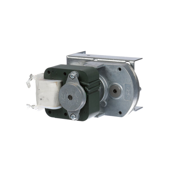 A white and green SaniServ motor with a metal housing.