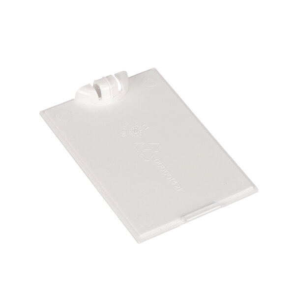 A white plastic rectangular cover with a clip.