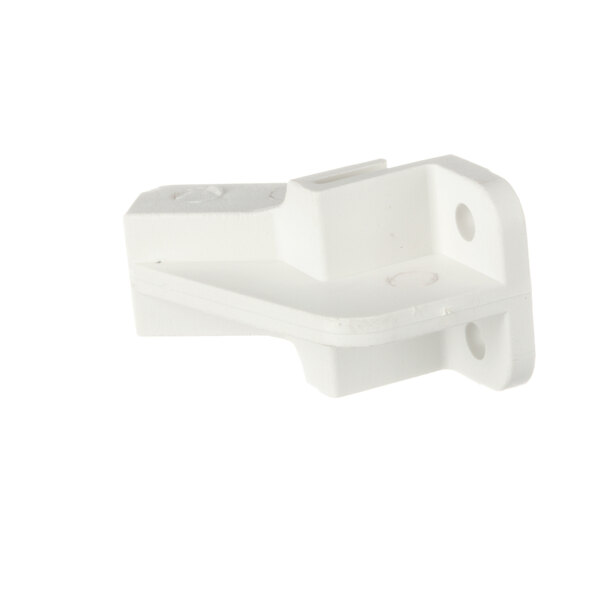 A white plastic corner piece with holes.