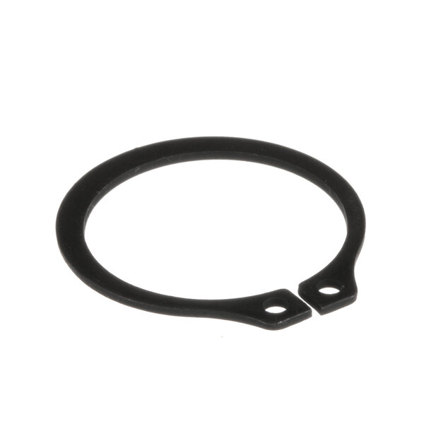 A black round rubber retaining ring with an open end and two holes.