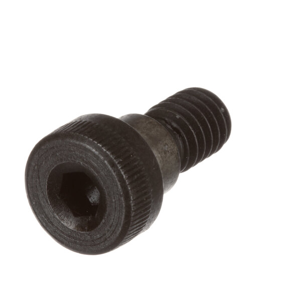 A close-up of a black US Range screw with a hexagon head.