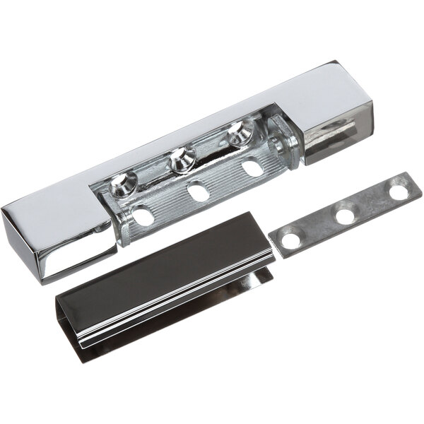 A chrome steel HNG-214 hinge with two holes.