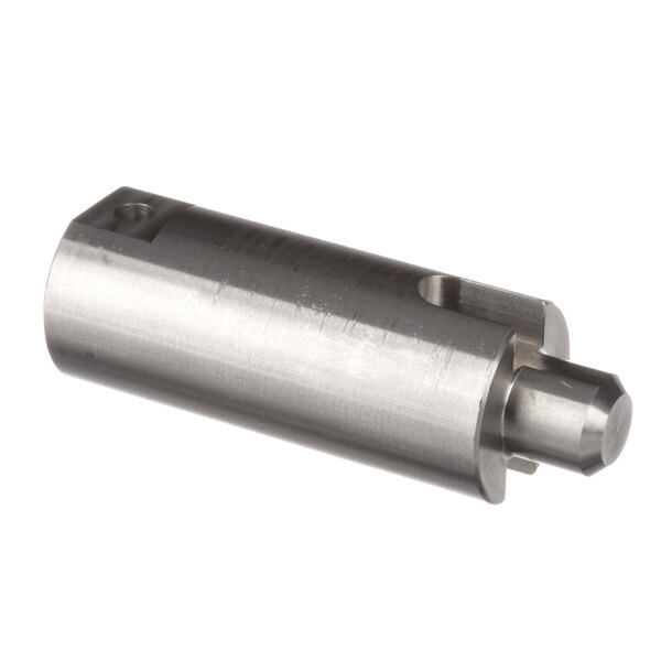 A stainless steel metal cylinder with a round cap on one end.