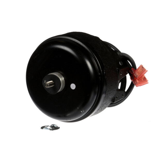 A black Beverage-Air condenser fan motor with a metal ring.