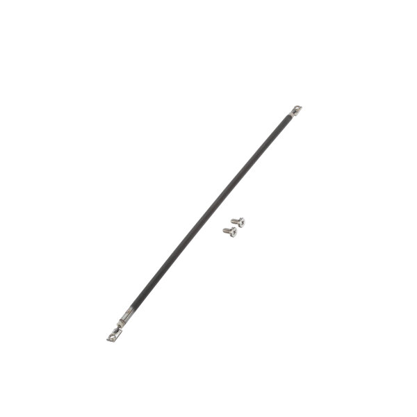 A black and silver metal rod with screws.