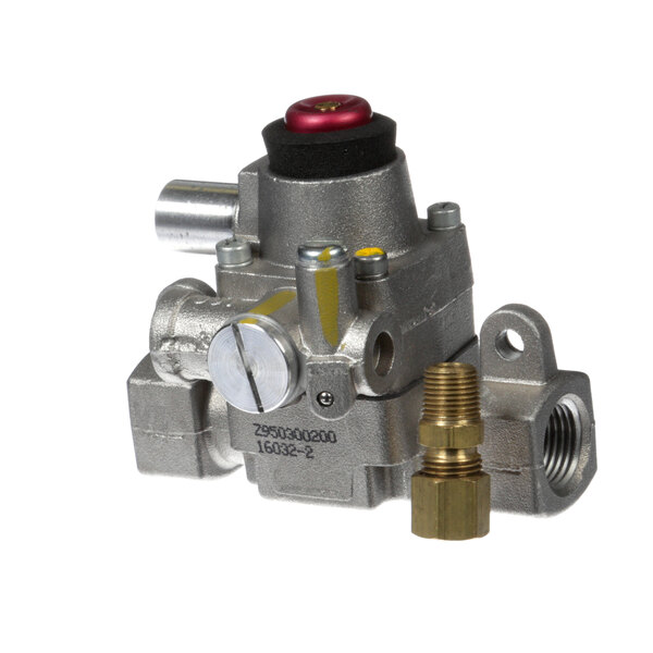 A Vulcan valve and connector with brass fittings.
